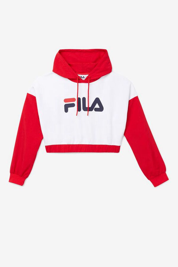 Fila Saachi Cropped Women's Hoodies - Red/White/Navy,NZ 831-37948